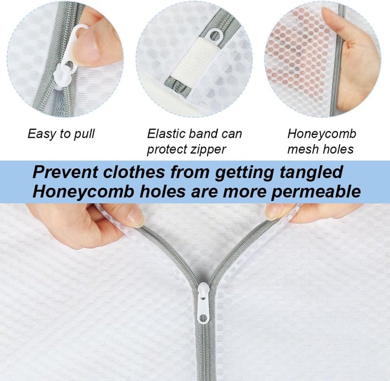 Vivifying Mesh Laundry Bags, 2 Pack XXXL Extra Large Honeycomb Laundry Bags with Zipper for Washing Machine, Coats, Stuffed Toys, Blanket, Sweater, Delicates Clothes - Image 3